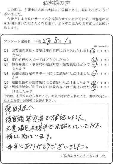 大変満足する基準で示談