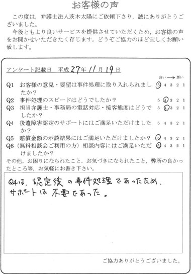 弁護士法人茨木太陽に関するお客様の声をご紹介しております。