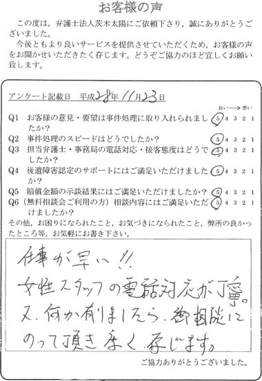 仕事が早い！！女性スタッフの電話対応が丁寧。又、何か有りましたら御相談にのって頂きたく存じます。